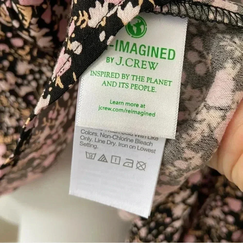 J.Crew Puff-sleeve drapey crepe top in fall garden floral size Small